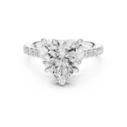 4.48 CT Heart Shape Diamond Cathedral Engagement Ring with Pavé Band