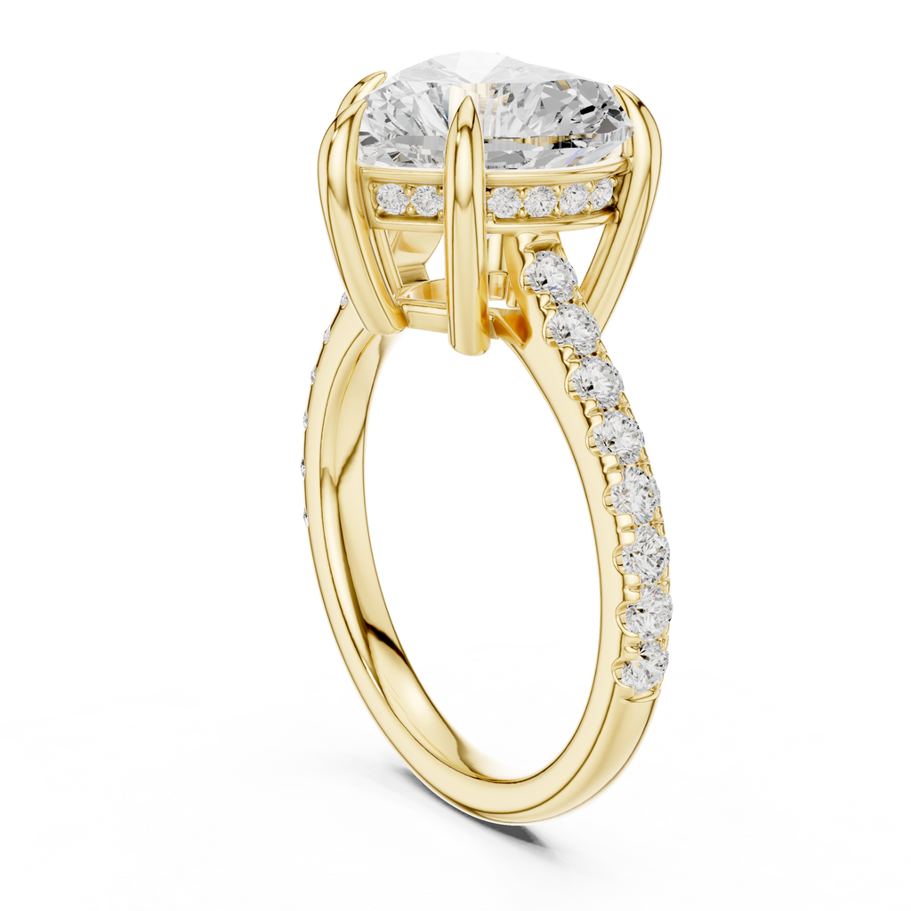 4.48 CT Heart Shape Diamond Cathedral Engagement Ring with Pavé Band