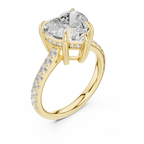 4.48 CT Heart Shape Diamond Cathedral Engagement Ring with Pavé Band