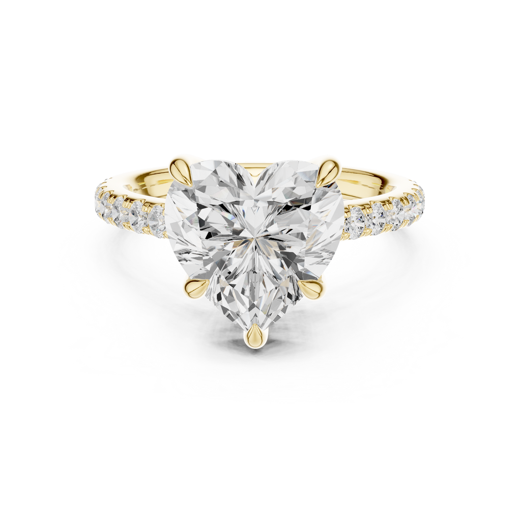 4.48 CT Heart Shape Diamond Cathedral Engagement Ring with Pavé Band