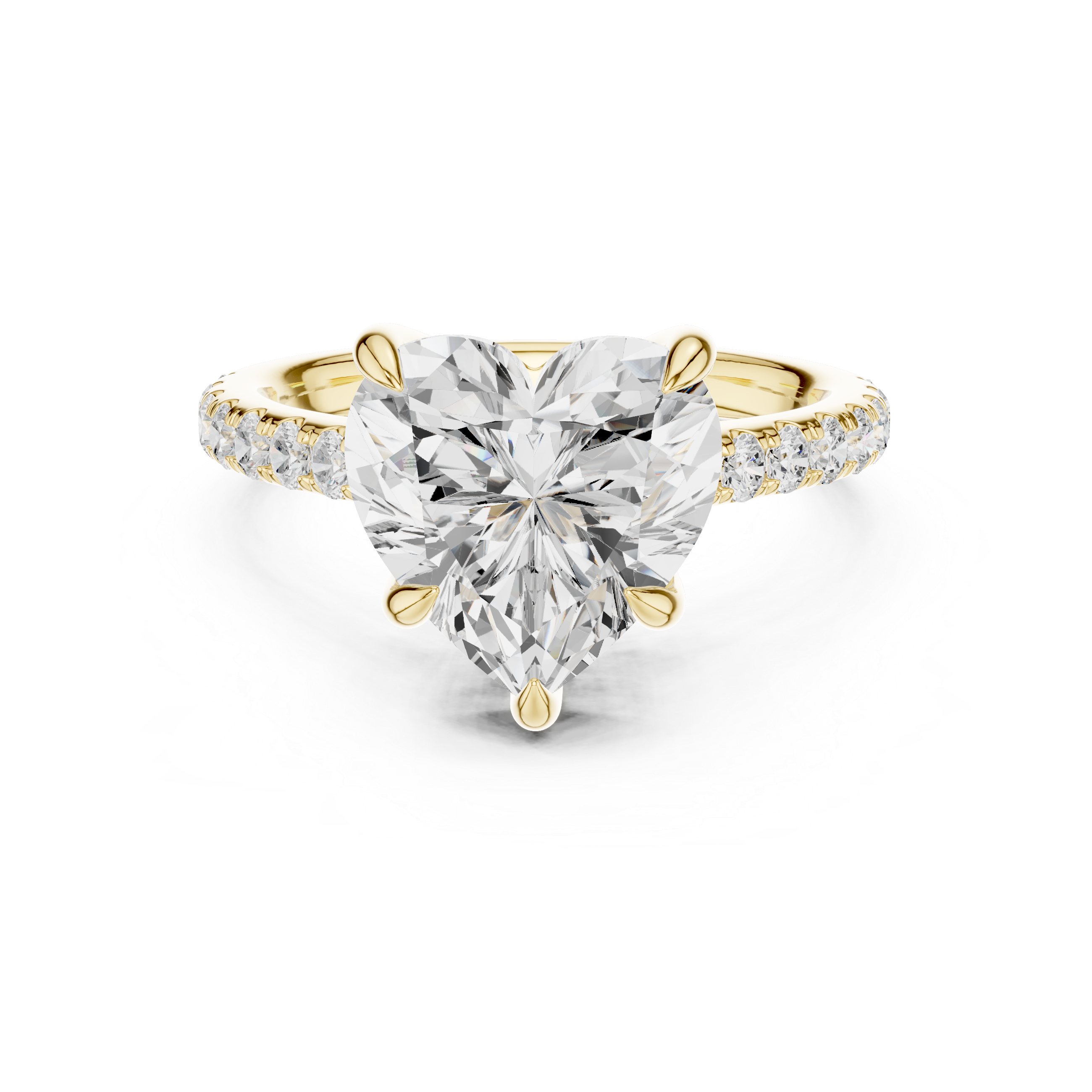 4.48 CT Heart Shape Diamond Cathedral Engagement Ring with Pavé Band