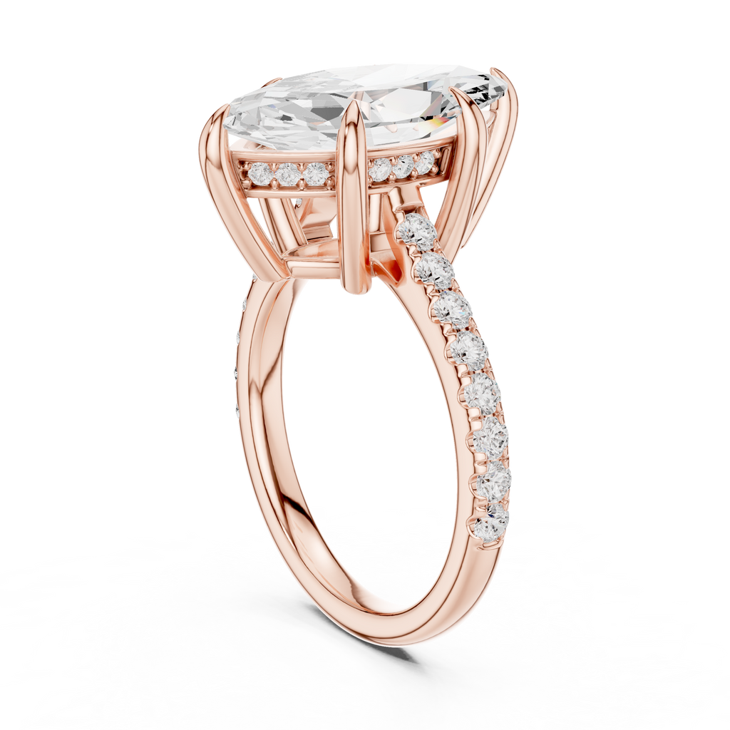 4.24 CT Marquise Diamond Cathedral Engagement Ring with Pavé Diamond Band