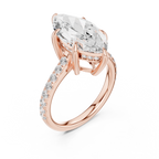 4.24 CT Marquise Diamond Cathedral Engagement Ring with Pavé Diamond Band