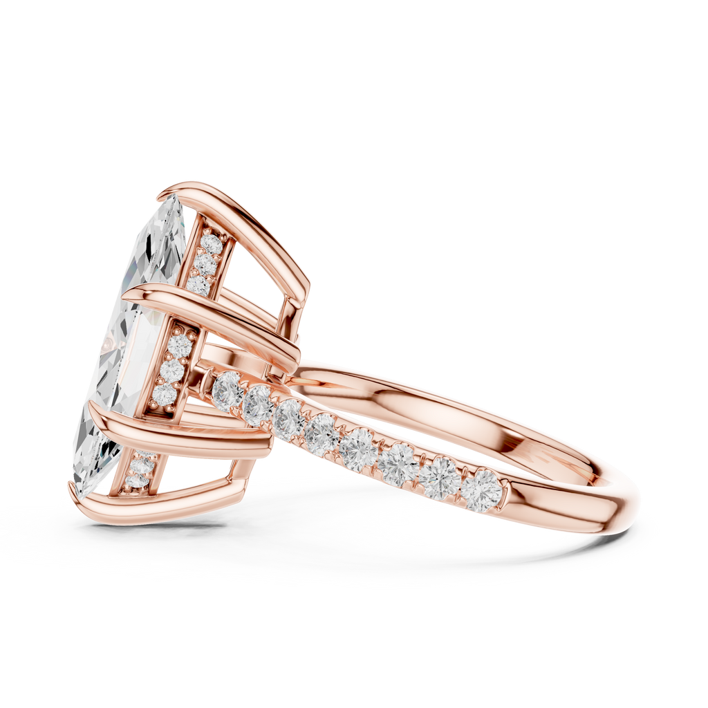 4.24 CT Marquise Diamond Cathedral Engagement Ring with Pavé Diamond Band