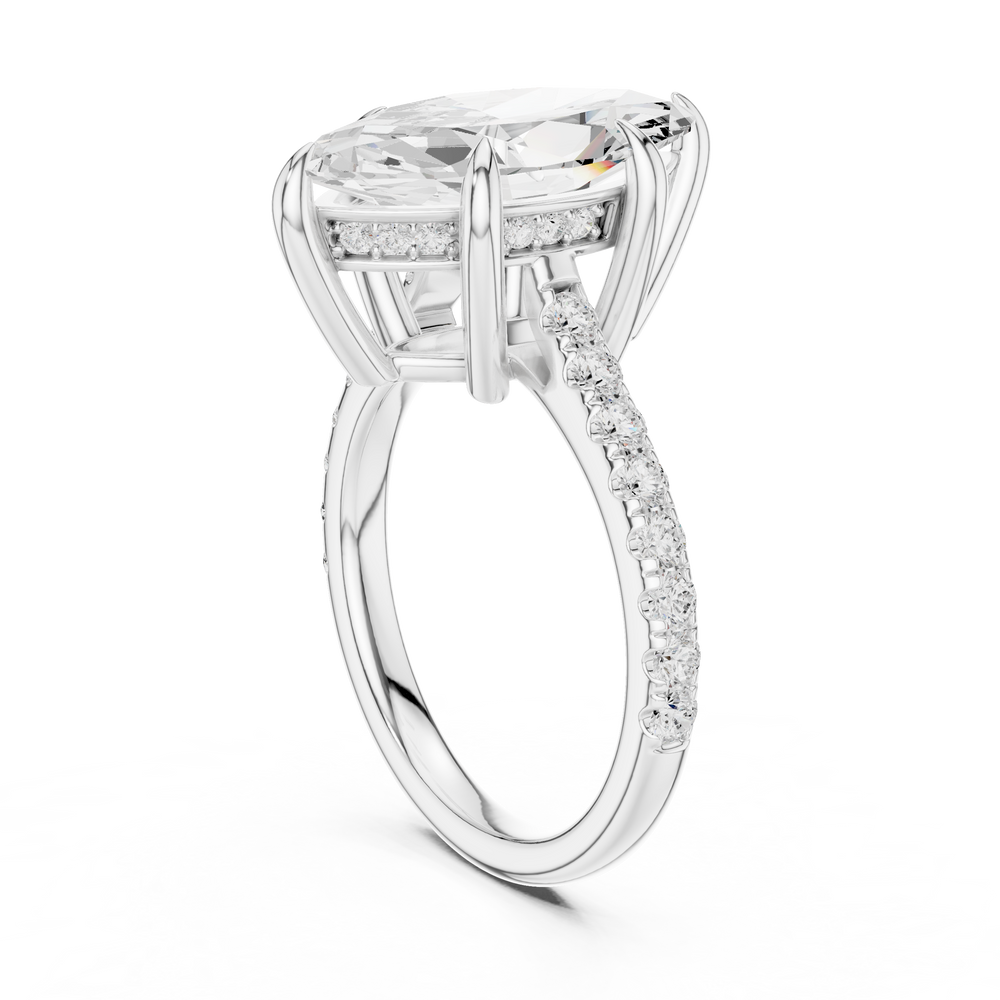 4.24 CT Marquise Diamond Cathedral Engagement Ring with Pavé Diamond Band