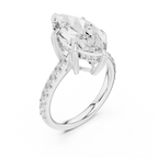 4.24 CT Marquise Diamond Cathedral Engagement Ring with Pavé Diamond Band