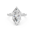 4.24 CT Marquise Diamond Cathedral Engagement Ring with Pavé Diamond Band