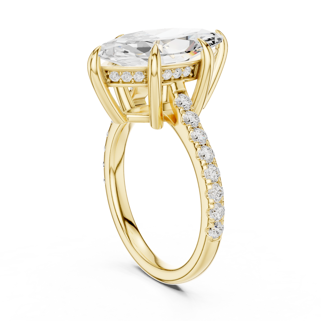 4.24 CT Marquise Diamond Cathedral Engagement Ring with Pavé Diamond Band