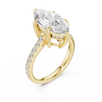 4.24 CT Marquise Diamond Cathedral Engagement Ring with Pavé Diamond Band