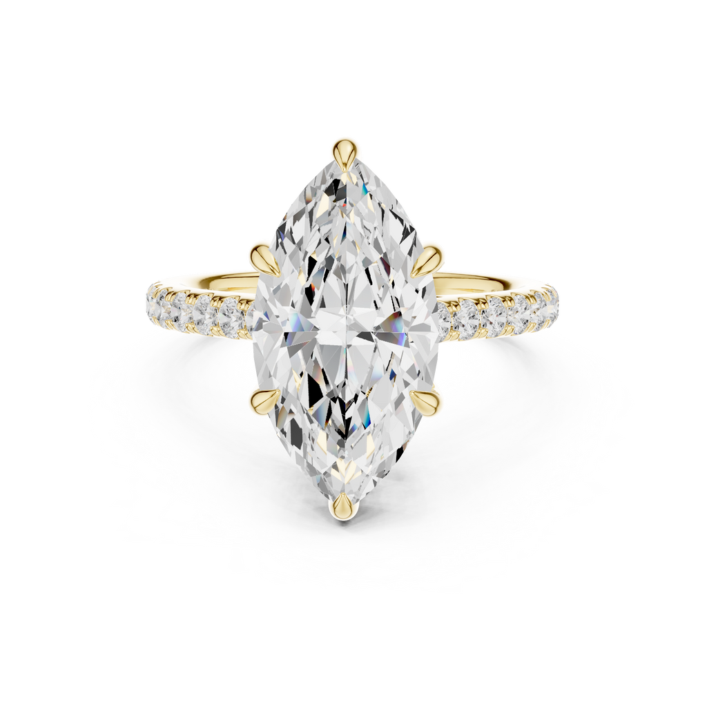 4.24 CT Marquise Diamond Cathedral Engagement Ring with Pavé Diamond Band