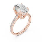 4.58 CT Oval Diamond Cathedral Engagement Ring with Pavé Diamond Band
