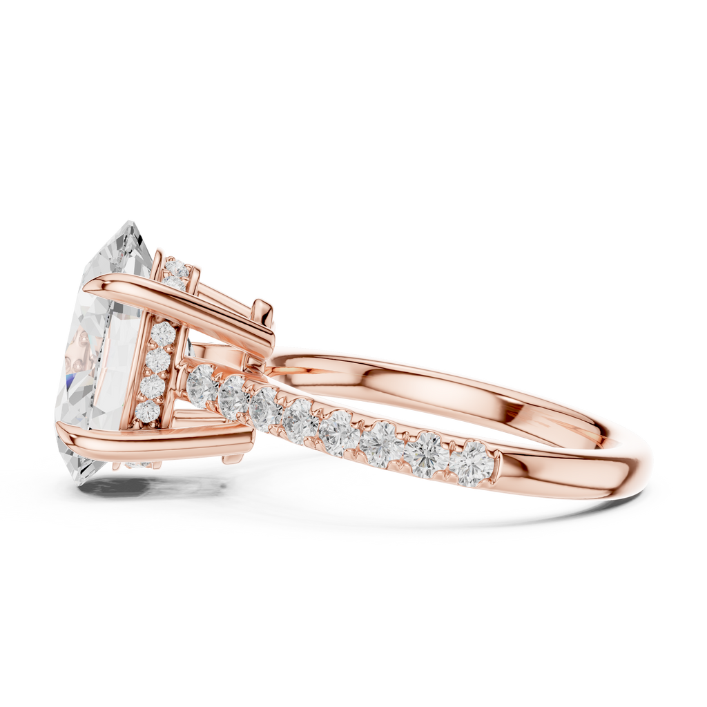 4.58 CT Oval Diamond Cathedral Engagement Ring with Pavé Diamond Band