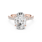 4.58 CT Oval Diamond Cathedral Engagement Ring with Pavé Diamond Band
