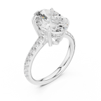 4.58 CT Oval Diamond Cathedral Engagement Ring with Pavé Diamond Band