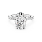 4.58 CT Oval Diamond Cathedral Engagement Ring with Pavé Diamond Band