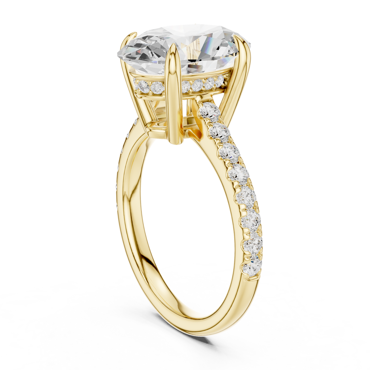 Oval Diamond Cathedral Engagement Ring with Pavé Diamond Band – view 10 of 12, lab grown diamond band | Jewelix Atelier