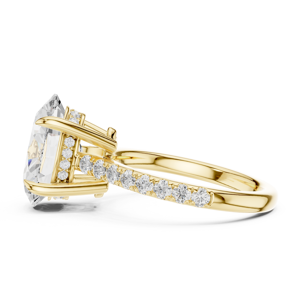 4.58 CT Oval Diamond Cathedral Engagement Ring with Pavé Diamond Band