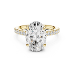 4.58 CT Oval Diamond Cathedral Engagement Ring with Pavé Diamond Band