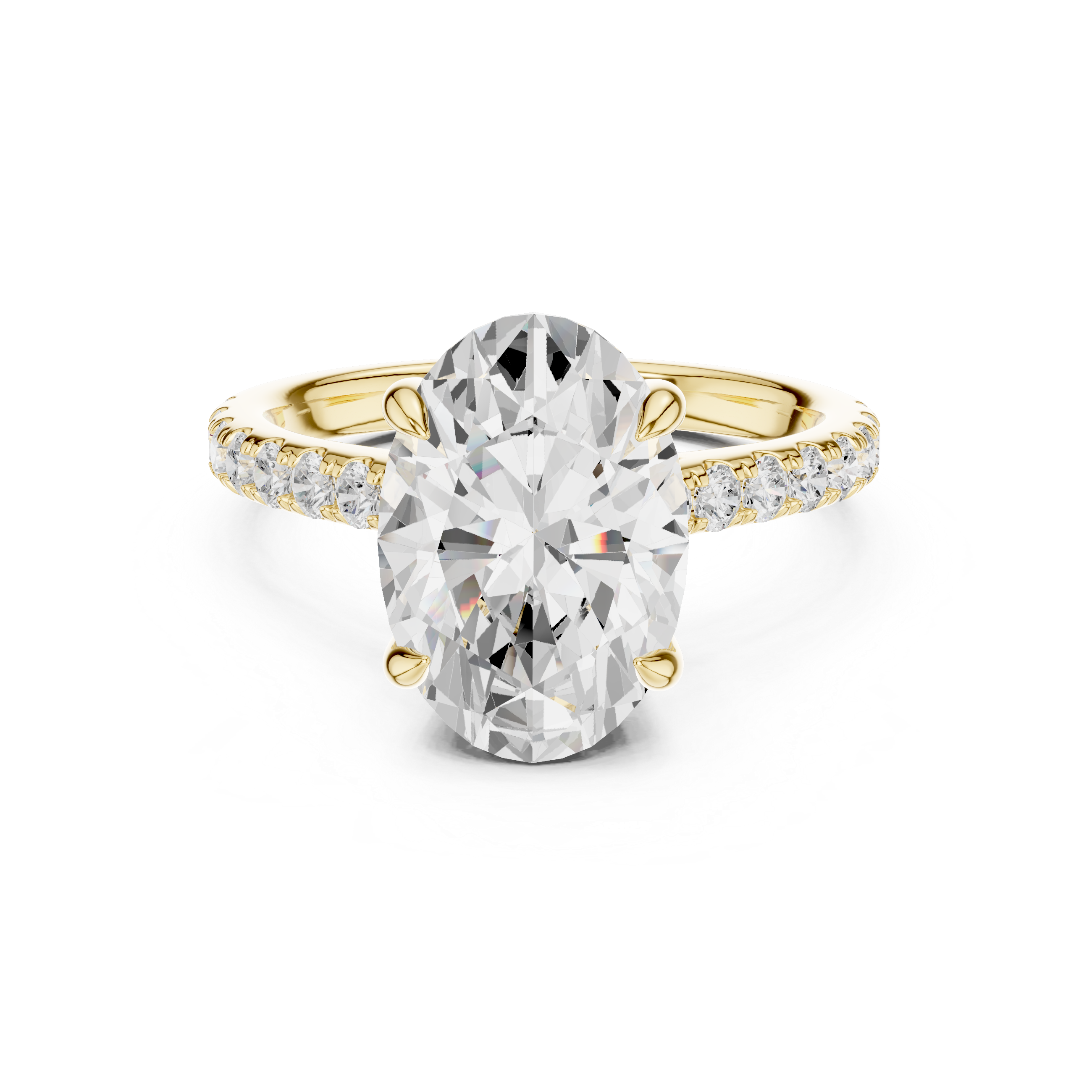 4.58 CT Oval Diamond Cathedral Engagement Ring with Pavé Diamond Band