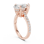 3.87 CT Pear Diamond Cathedral Engagement Ring with Pavé Diamond Band