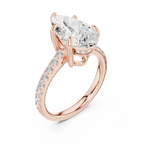 3.87 CT Pear Diamond Cathedral Engagement Ring with Pavé Diamond Band