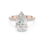 3.87 CT Pear Diamond Cathedral Engagement Ring with Pavé Diamond Band