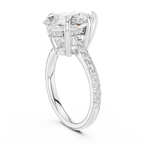 3.87 CT Pear Diamond Cathedral Engagement Ring with Pavé Diamond Band