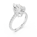 3.87 CT Pear Diamond Cathedral Engagement Ring with Pavé Diamond Band