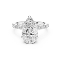 3.87 CT Pear Diamond Cathedral Engagement Ring with Pavé Diamond Band