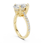 3.87 CT Pear Diamond Cathedral Engagement Ring with Pavé Diamond Band