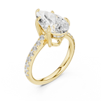 3.87 CT Pear Diamond Cathedral Engagement Ring with Pavé Diamond Band