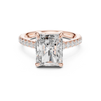 5.19 CT Radiant Cut Diamond Cathedral Engagement Ring with Pavé Diamond Band