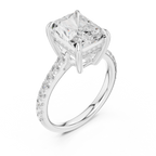5.19 CT Radiant Cut Diamond Cathedral Engagement Ring with Pavé Diamond Band