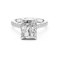 5.19 CT Radiant Cut Diamond Cathedral Engagement Ring with Pavé Diamond Band