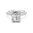 5.19 CT Radiant Cut Diamond Cathedral Engagement Ring with Pavé Diamond Band