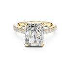 5.19 CT Radiant Cut Diamond Cathedral Engagement Ring with Pavé Diamond Band