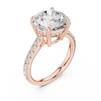 4.58 CT Round Brilliant Diamond Cathedral Engagement Ring with Pavé Diamond Band