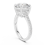 4.58 CT Round Brilliant Diamond Cathedral Engagement Ring with Pavé Diamond Band