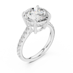 4.58 CT Round Brilliant Diamond Cathedral Engagement Ring with Pavé Diamond Band