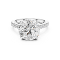 4.58 CT Round Brilliant Diamond Cathedral Engagement Ring with Pavé Diamond Band