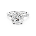 4.58 CT Round Brilliant Diamond Cathedral Engagement Ring with Pavé Diamond Band