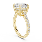 4.58 CT Round Brilliant Diamond Cathedral Engagement Ring with Pavé Diamond Band