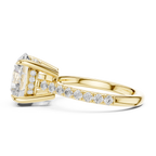 4.58 CT Round Brilliant Diamond Cathedral Engagement Ring with Pavé Diamond Band