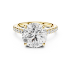 4.58 CT Round Brilliant Diamond Cathedral Engagement Ring with Pavé Diamond Band