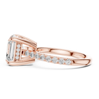 4.36 CT Emerald Cut Diamond Cathedral Engagement Ring with Pavé Diamond Band