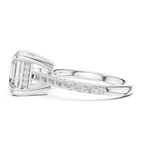 4.36 CT Emerald Cut Diamond Cathedral Engagement Ring with Pavé Diamond Band