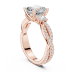 2.56 CT Emerald Cut Diamond Twisted Pavé Engagement Ring