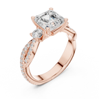 2.56 CT Emerald Cut Diamond Twisted Pavé Engagement Ring