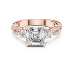 2.56 CT Emerald Cut Diamond Twisted Pavé Engagement Ring