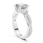 2.56 CT Emerald Cut Diamond Twisted Pavé Engagement Ring